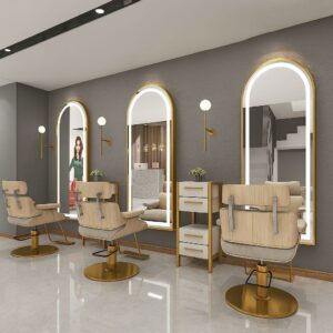 Espejo ARQUEADO CON BORDE DORADO CON LED 60cm*1.60mt OV10-D