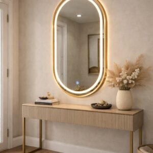 Espejo OVALADO CON BORDE DORADO CON LED 70cm*1.10mt LM-B17