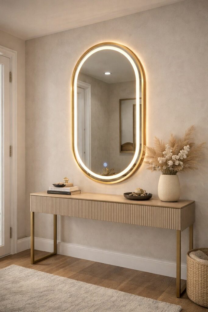 Espejo OVALADO CON BORDE DORADO CON LED 70cm*1.10mt LM-B17