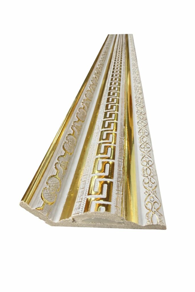 Moldura Francesa 8cm * 2.90mt Blanco/Dorado