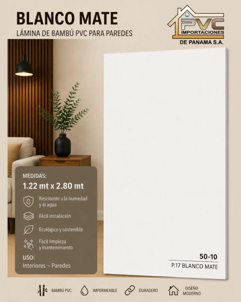 PA36-37 LAMINA BAMBU BLANCO MATE 50-10 1.22*2.80MT