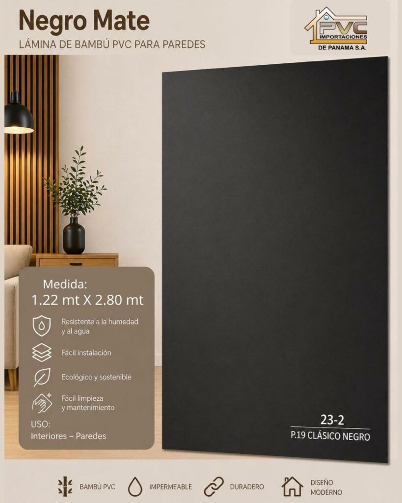 PA36-37 LAMINA BAMBU NEGRO MATE 23-2 1.22*2.80MT