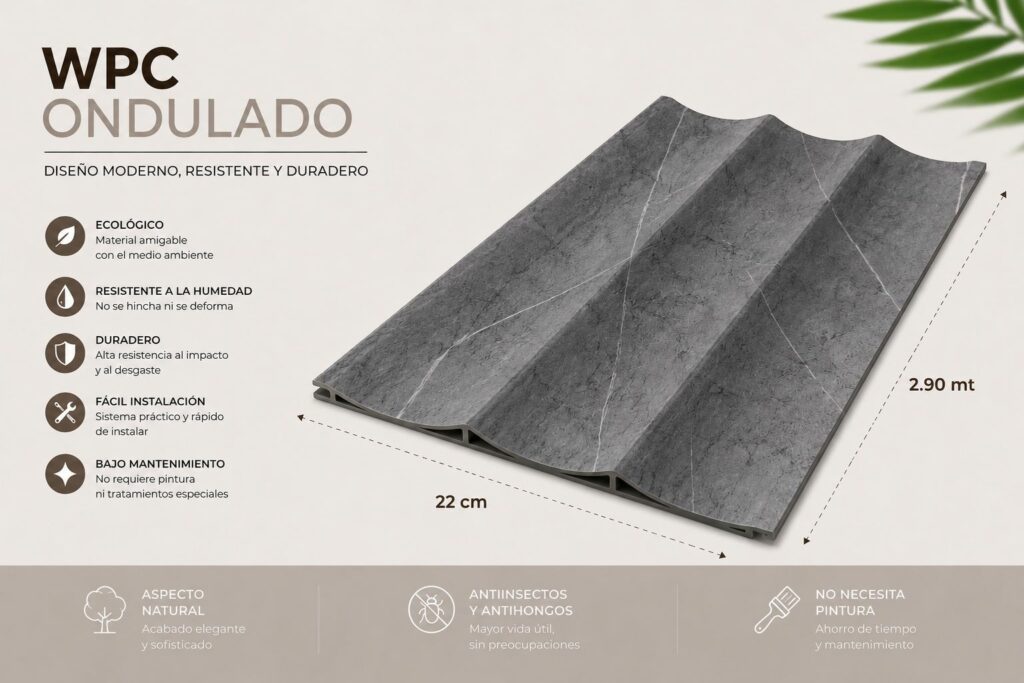 PA36 -Wpc ONDULADO PIEDRA GRAFITO 51380-1 22cm*2.90mt