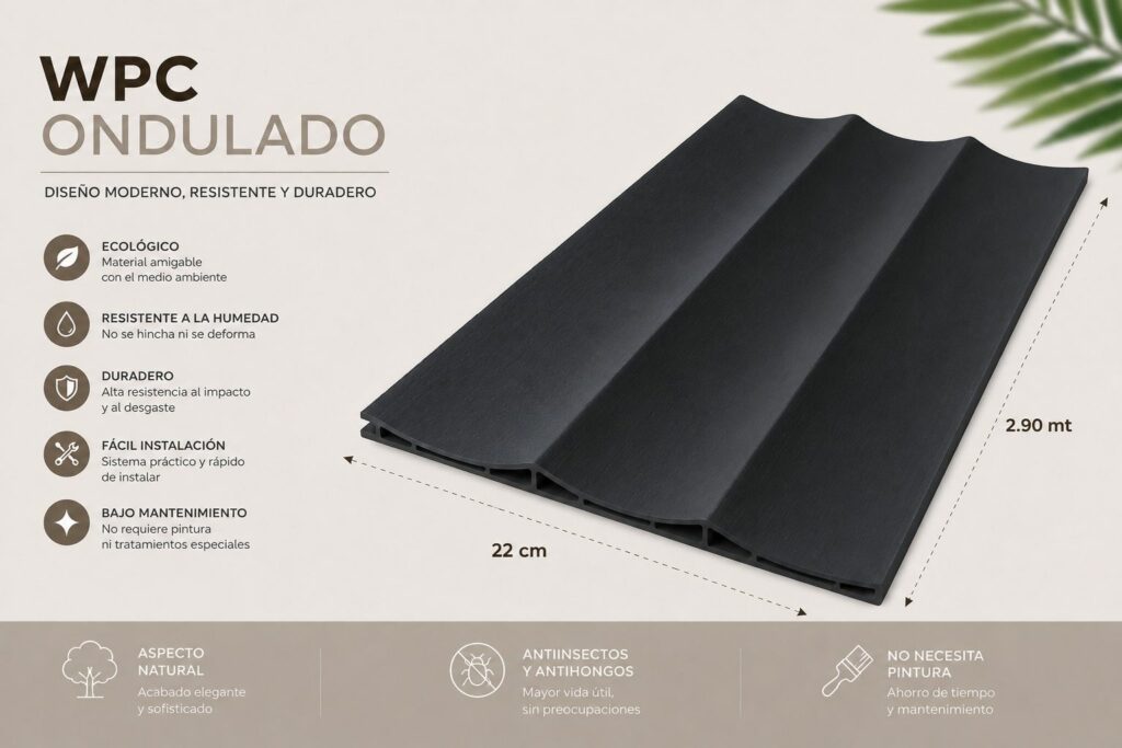 PA36 -Wpc ONDULADO NEGRO MATE 23-2 22cm*2.90m