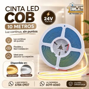 Rollo Cinta Led Adhesiva COB 3500k* 10mt 24V
